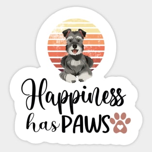 Happiness has Paws - I love Schnauzers Dog, Schnauzer lover gift Sticker